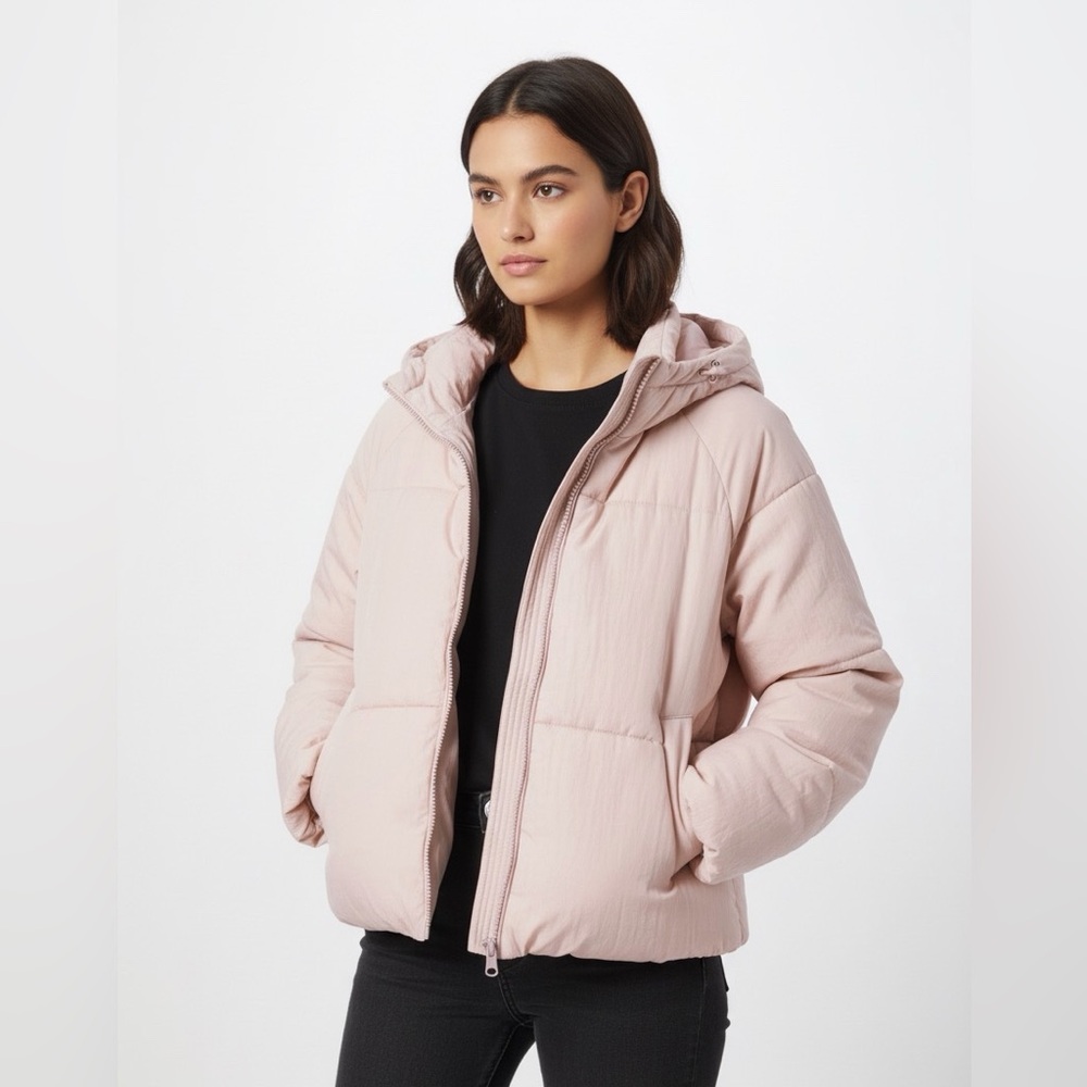 Light Pink Hooded Puffer Jacket
